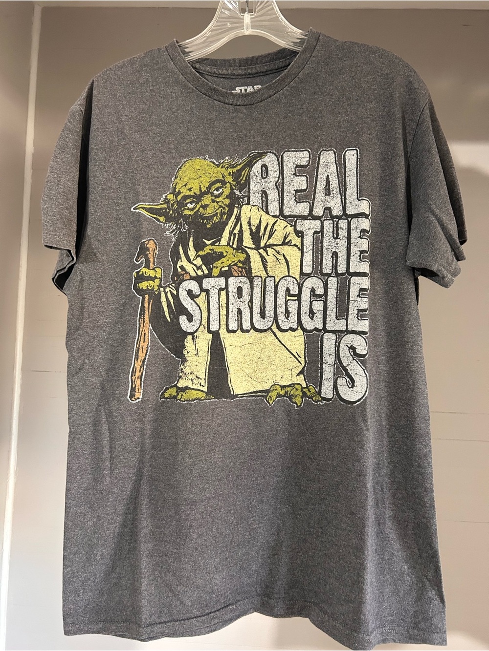 Star Wars Gray Yoda Graphic Tee with Yellow-Green Print